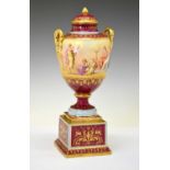 Austrian porcelain covered vase and stand