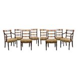Set of eight Regency mahogany and satinwood dining chairs