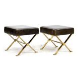 Pair of mid 20th Century cast metal 'x' frame stools