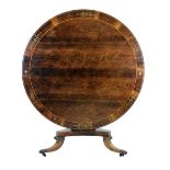 Regency brass-inlaid tilt-top centre or breakfast table