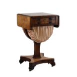 Early Victorian burr elm sewing or work table