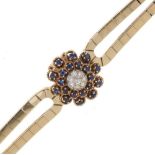 Tourneau lady's 1950's diamond and sapphire set bracelet watch