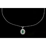 Emerald and diamond cluster pendant