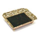 19th Century yellow metal and bloodstone pin tray