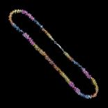 Multi coloured sapphire bead necklace