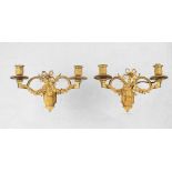 Pair of ormolu twin branch wall sconces