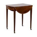 George III mahogany and satinwood oval Pembroke table