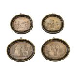 Four George III oval stipple engravings