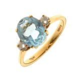 Aquamarine and diamond 18ct gold ring