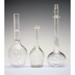 Three various clear glass toddy lifters