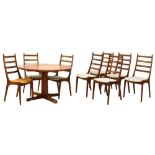 Set of eight Kai Kristiansen dining chairs, together with table