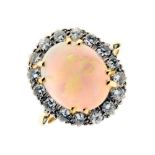 Opal and diamond 18ct gold cluster ring