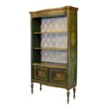 Continental green-painted display cabinet