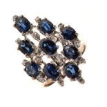 Sapphire and diamond cluster ring