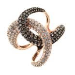 ESSY - Diamond and cognac colour diamond ring,