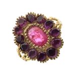 Garnet and ruby cluster ring