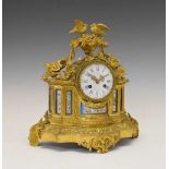 Mid 19th century French porcelain-mounted mantel clock, Le Roy