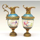 Pair Sevres porcelain and ormolu ewers