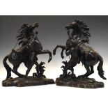 After Guillaume Coustou, (1677-1746) - Large pair of 19th Century bronze Marly Horses