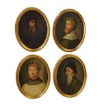 Four 19th Century oval portraits of Italian artists