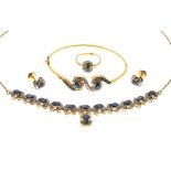 Sapphire and diamond set suite of jewellery