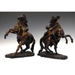 After Guillaume Coustou, (1677-1746) - pair of 19th Century bronze Marly Horses
