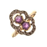 9ct gold amethyst and diamond ring,