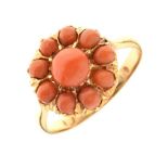 Ten stone coral cluster ring