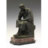 19th Century bronze figure of a seated Classical male