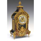 Late 19th Century French red boulle mantel clock