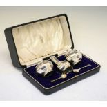 Cased George V silver condiment set, Birmingham 1919