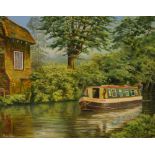 Lawrence Gerke - Oil on board - Surrey canal scene,