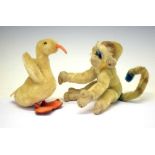 Steiff - Plush monkey and duck