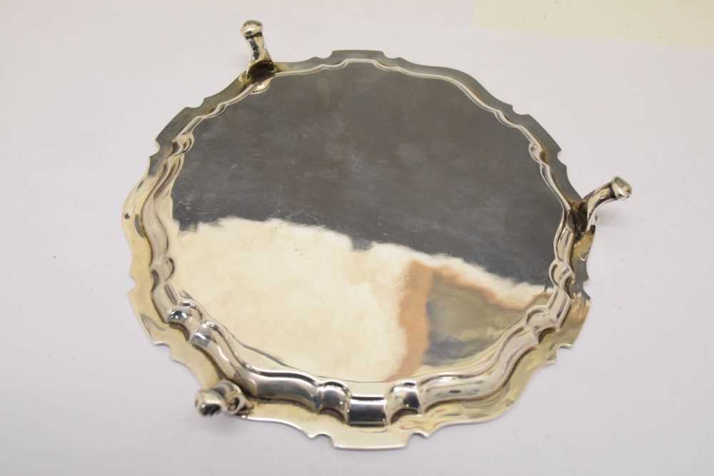 George V silver salver or card tray - Image 5 of 5