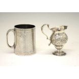 Victorian silver christening mug and a Victorian silver cream jug