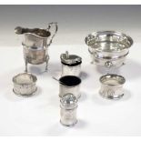 Quantity of silver items to include, George VI silver cream jug and jug, napkin rings, etc