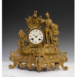 19th Century French gilt metal mantel clock, Japy Freres, retailed by Detouche, Paris