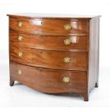 Mahogany bow front chest of four long drawers