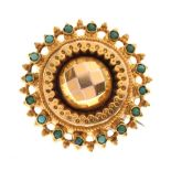 Victorian gold locket back brooch