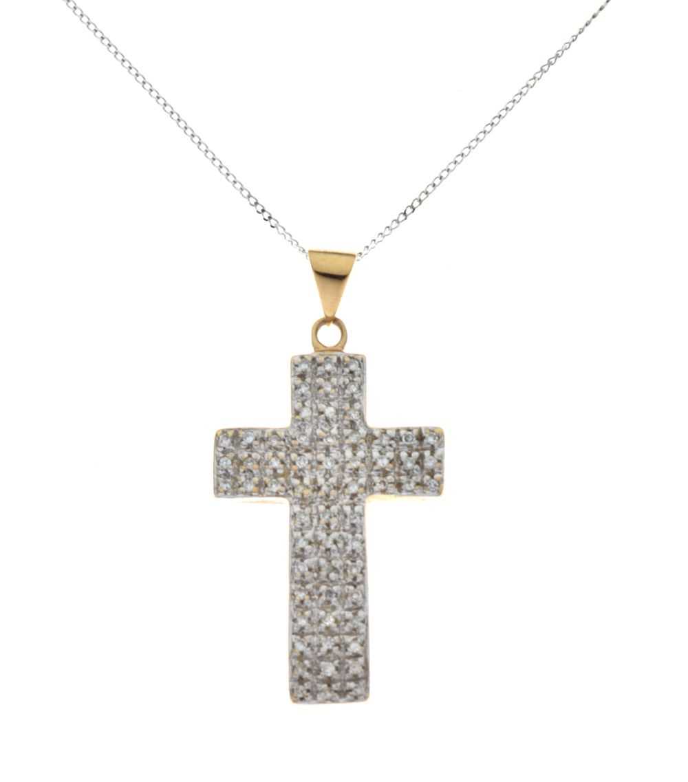 9ct gold diamond set cross