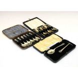 Two cased sets of six teaspoons,