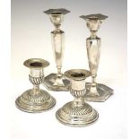 Pair of Victorian squat silver candlesticks