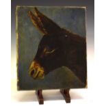 Early 20th Century Primitive School, oil on canvas, Head of a Donkey