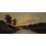 Circa 1900 English School - Oil on canvas - River landscape