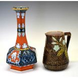 Five teapots, Victorian vase, majolica jug