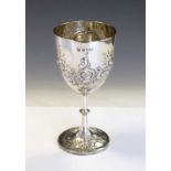 Victorian silver goblet with embossed floral decoration