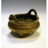 Chinese bronze tripod incense burner, cauldron form