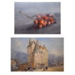 A. Mumford - Still life watercolour - 'Crabapples' & watercolour of 'Horfleur'