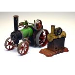 Mamod TE1 live steam tractor, together with a stationary engine