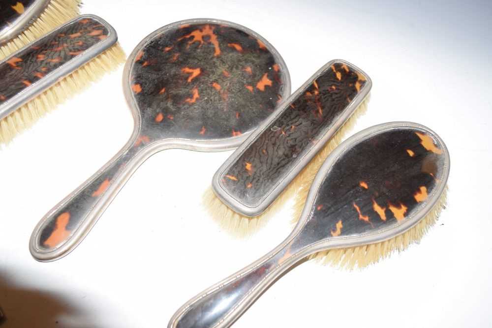 Six-piece silver-mounted tortoiseshell brush and mirror set - Image 5 of 6